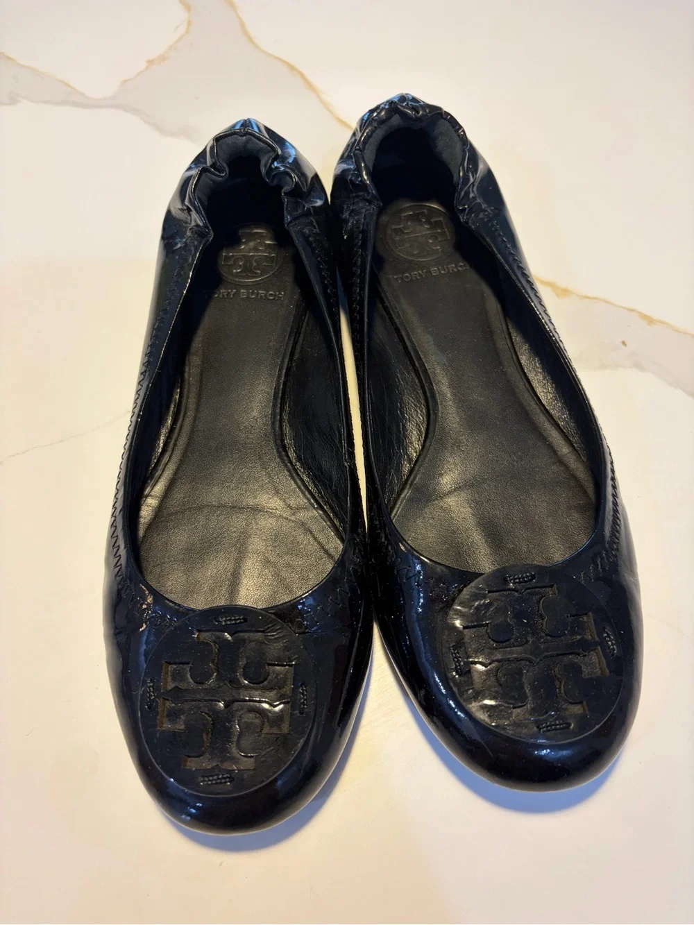 Tory Burch Reva Black Patent Leather Ballet Flats Women’s Size 8